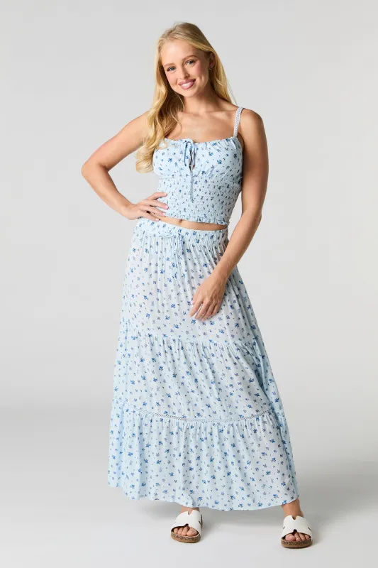 Jupe maxi étagée à taille coulissante sold by Urban Planet