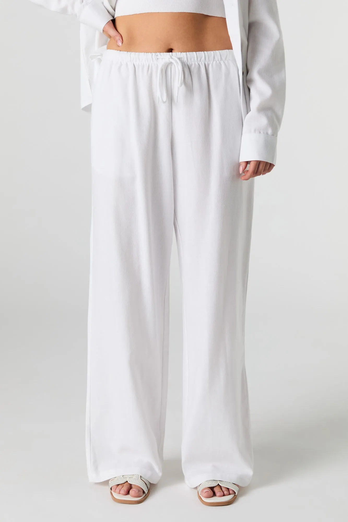 Pantalon à jambe large en lin avec taille coulissante sold by Urban Planet product image thumbnail 5