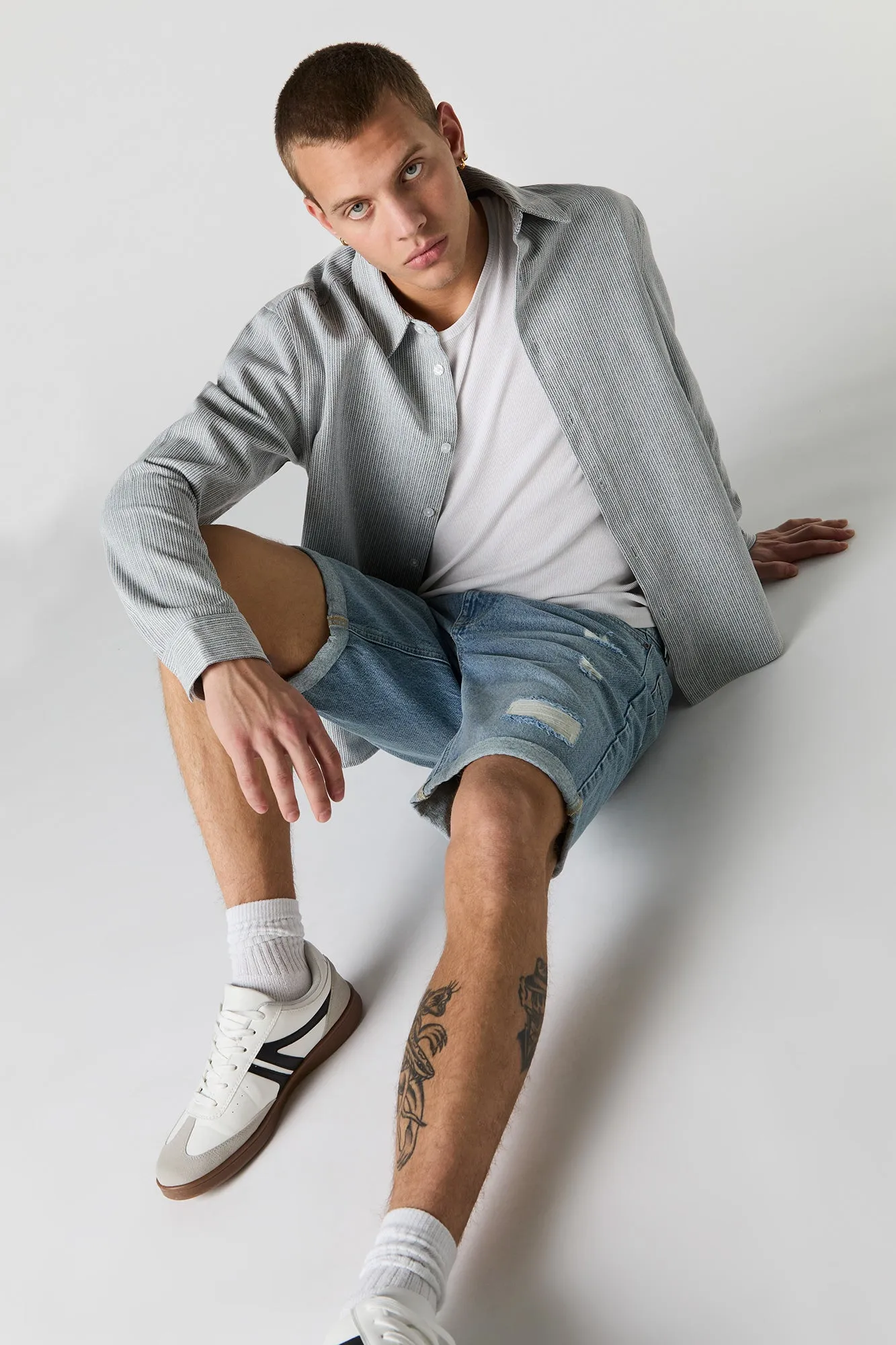 Distressed Denim Jort sold by Urban Planet