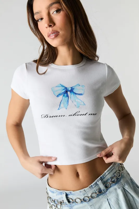 Petit t-shirt côtelé à imprimé Dream About Me sold by Urban Planet