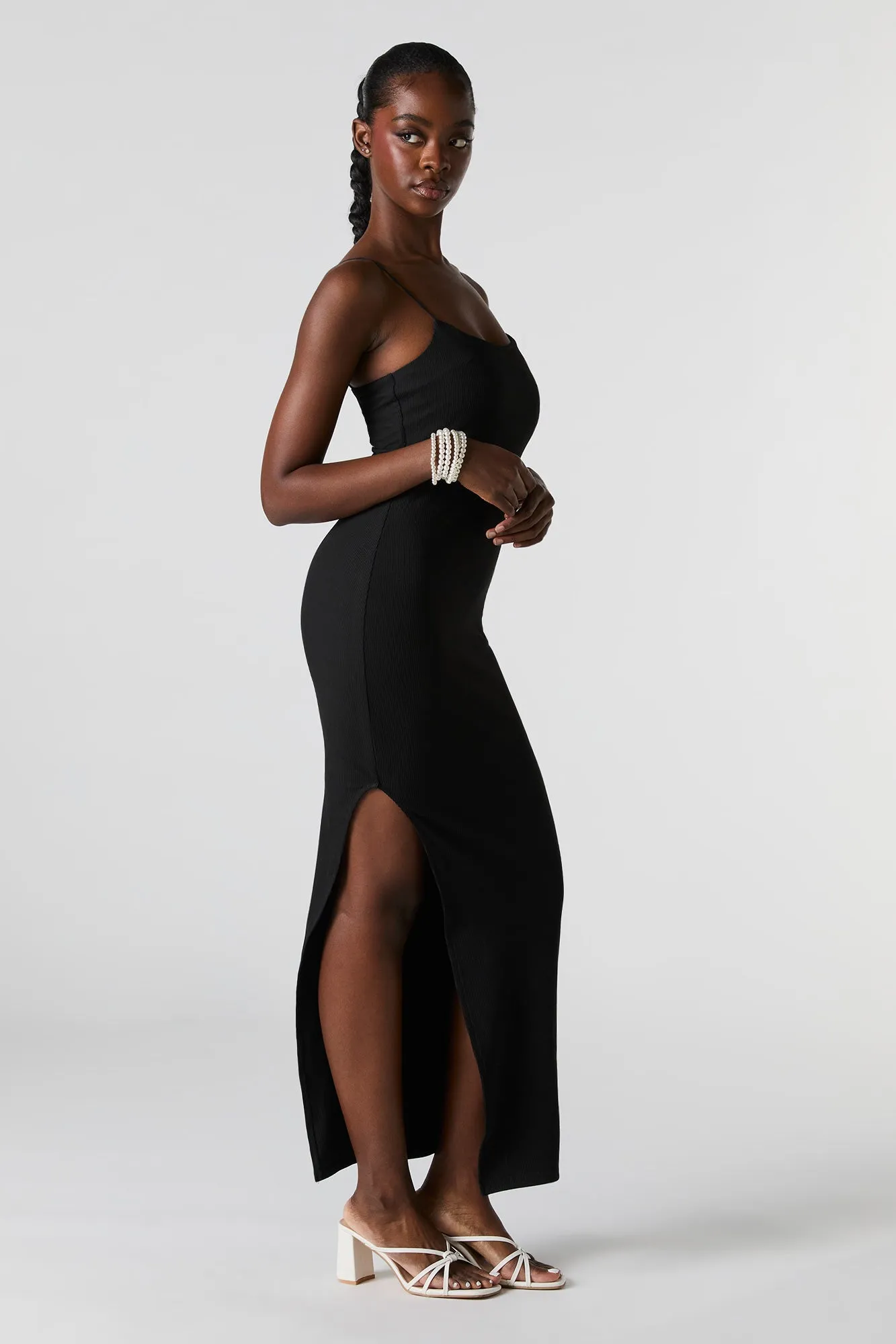 Robe maxi moulante côtelée avec fente sold by Urban Planet product image thumbnail 5