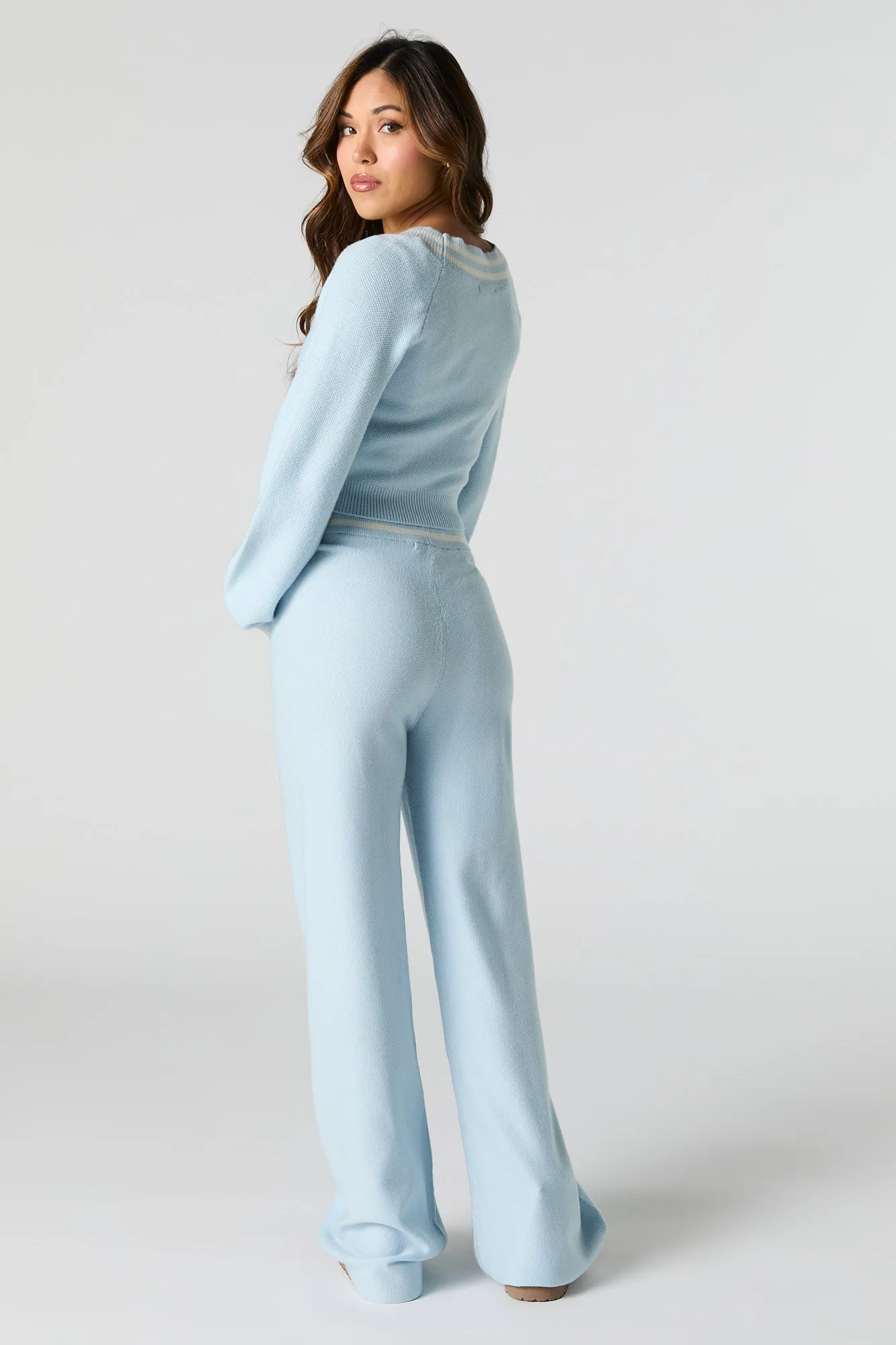 Pantalon à jambe large en tricot avec liséré rayé sold by Urban Planet product image thumbnail 3