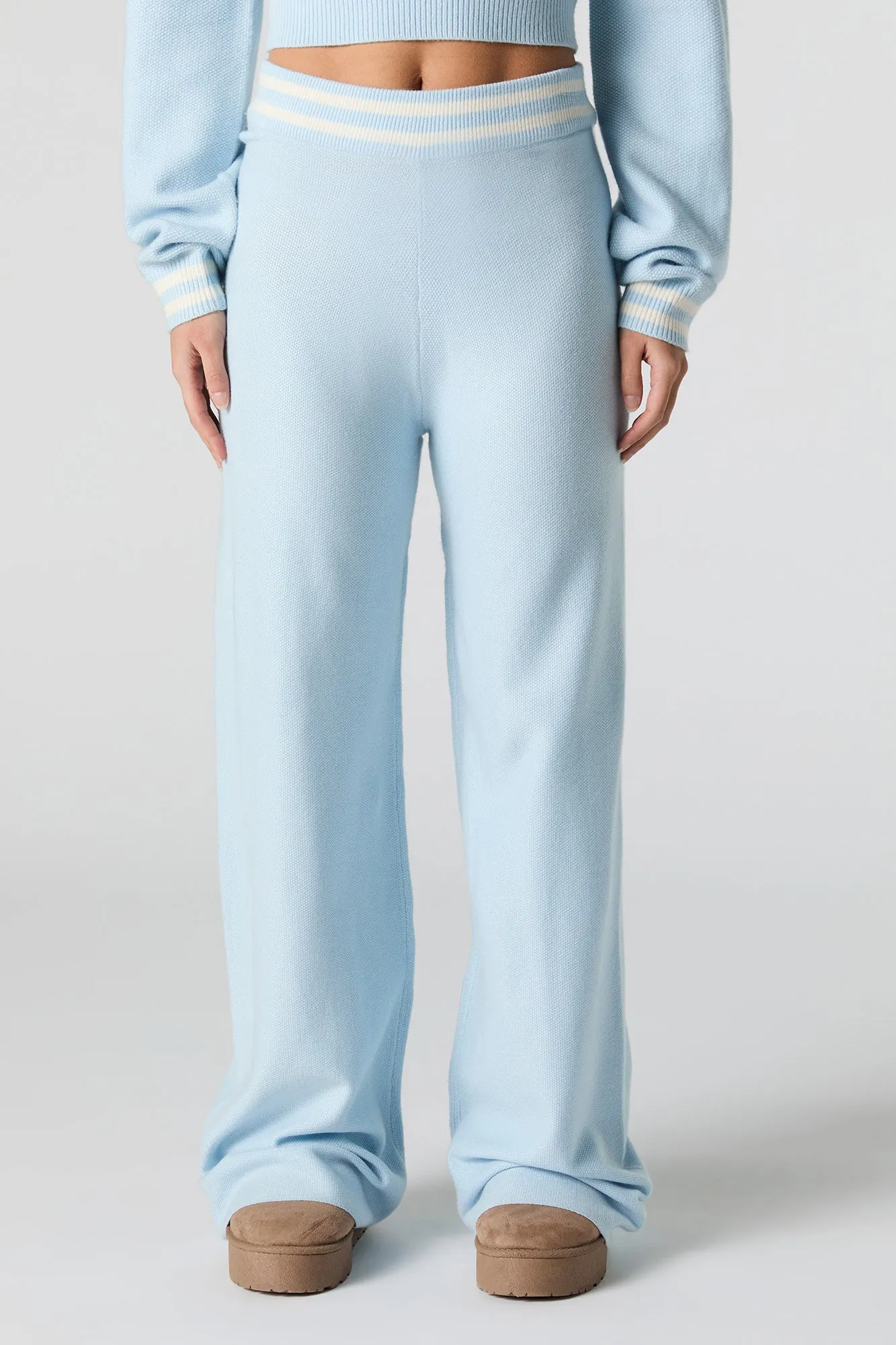 Pantalon à jambe large en tricot avec liséré rayé sold by Urban Planet product image thumbnail 2