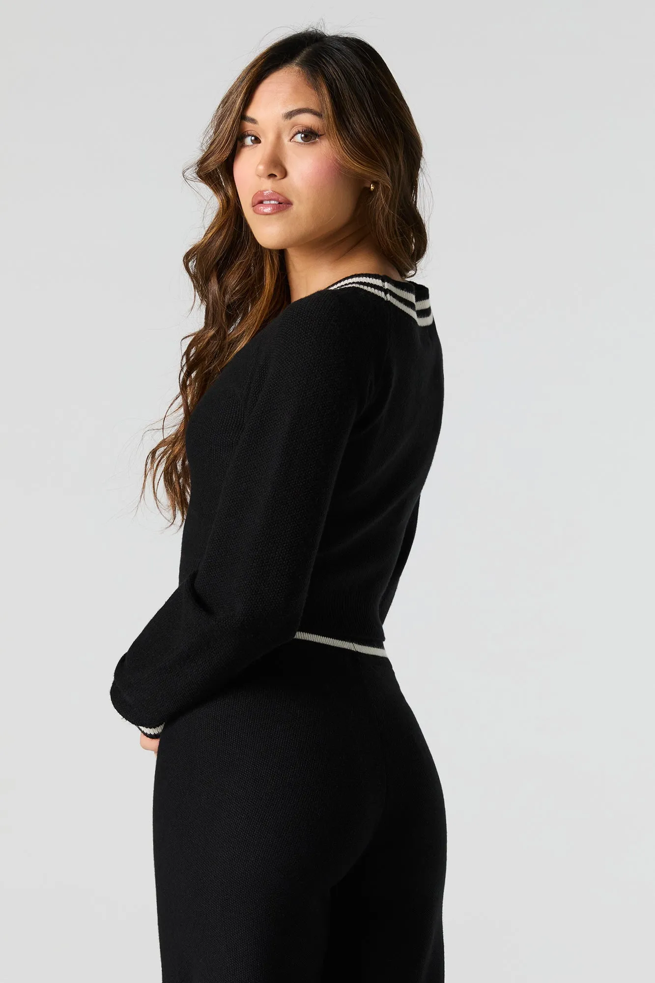 V-Neck Striped Trim Sweater sold by Urban Planet product image thumbnail 5