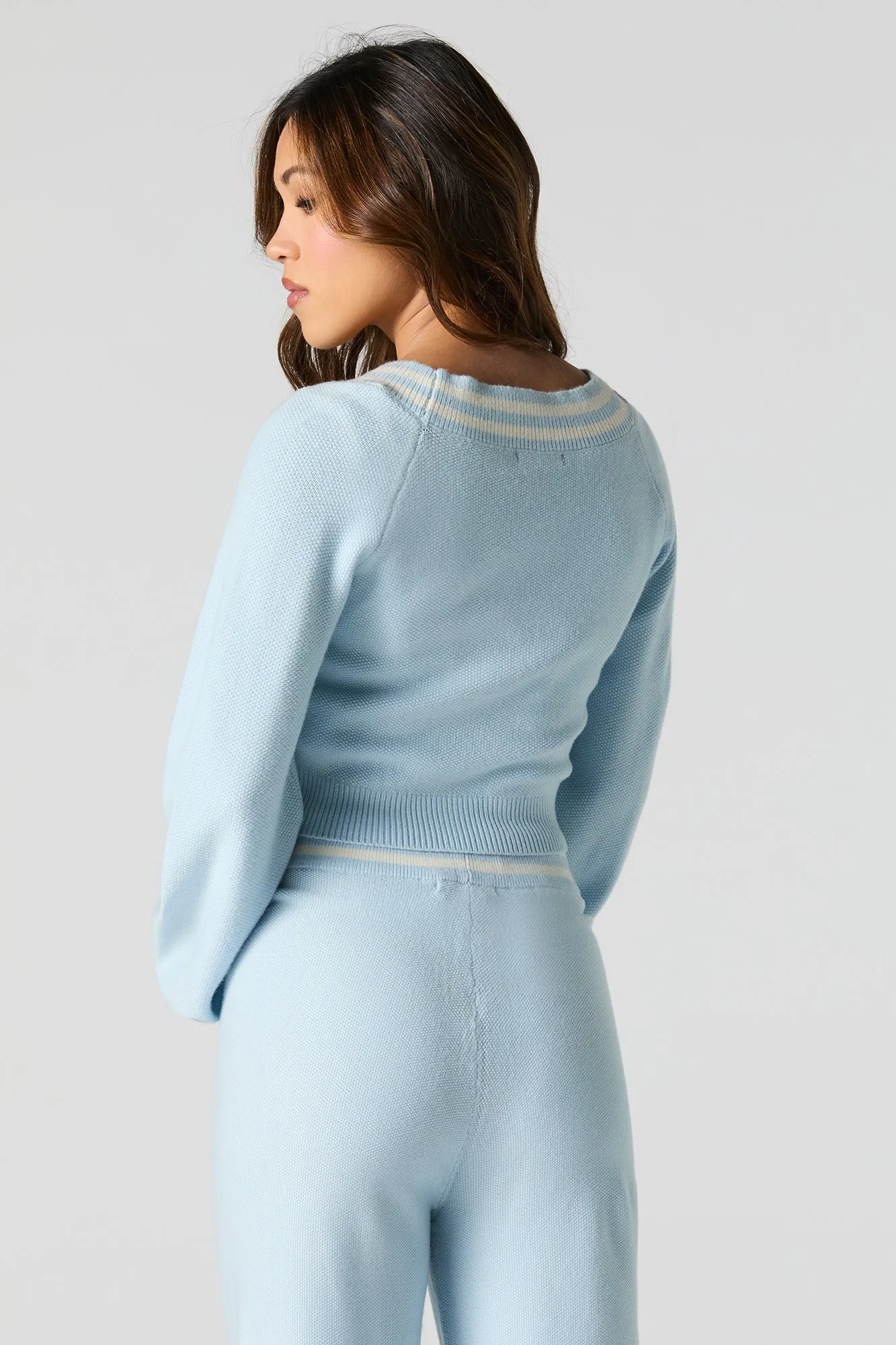 V-Neck Striped Trim Sweater sold by Urban Planet product image thumbnail 2