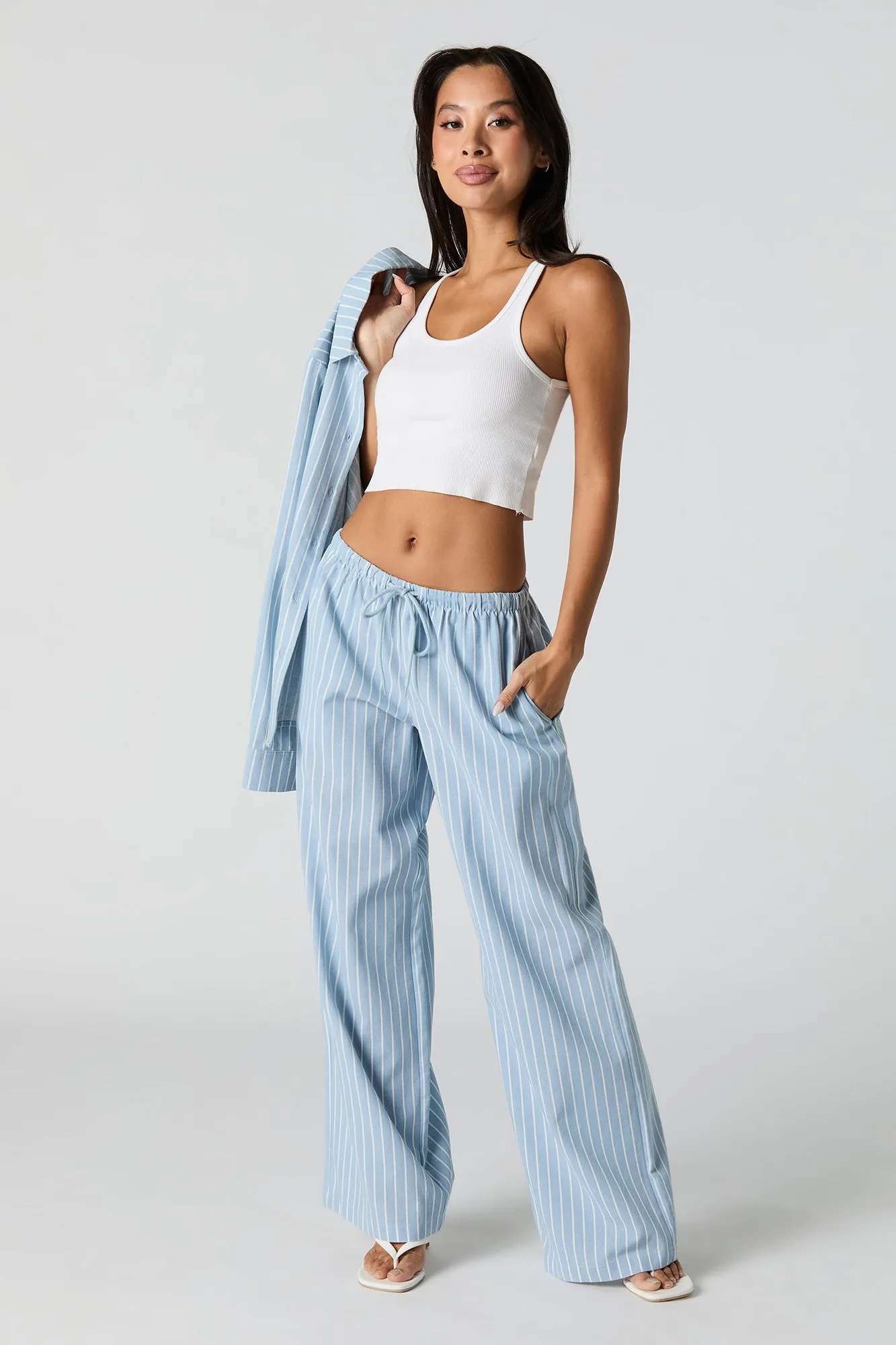 Linen Drawstring Wide Leg Pant sold by Urban Planet