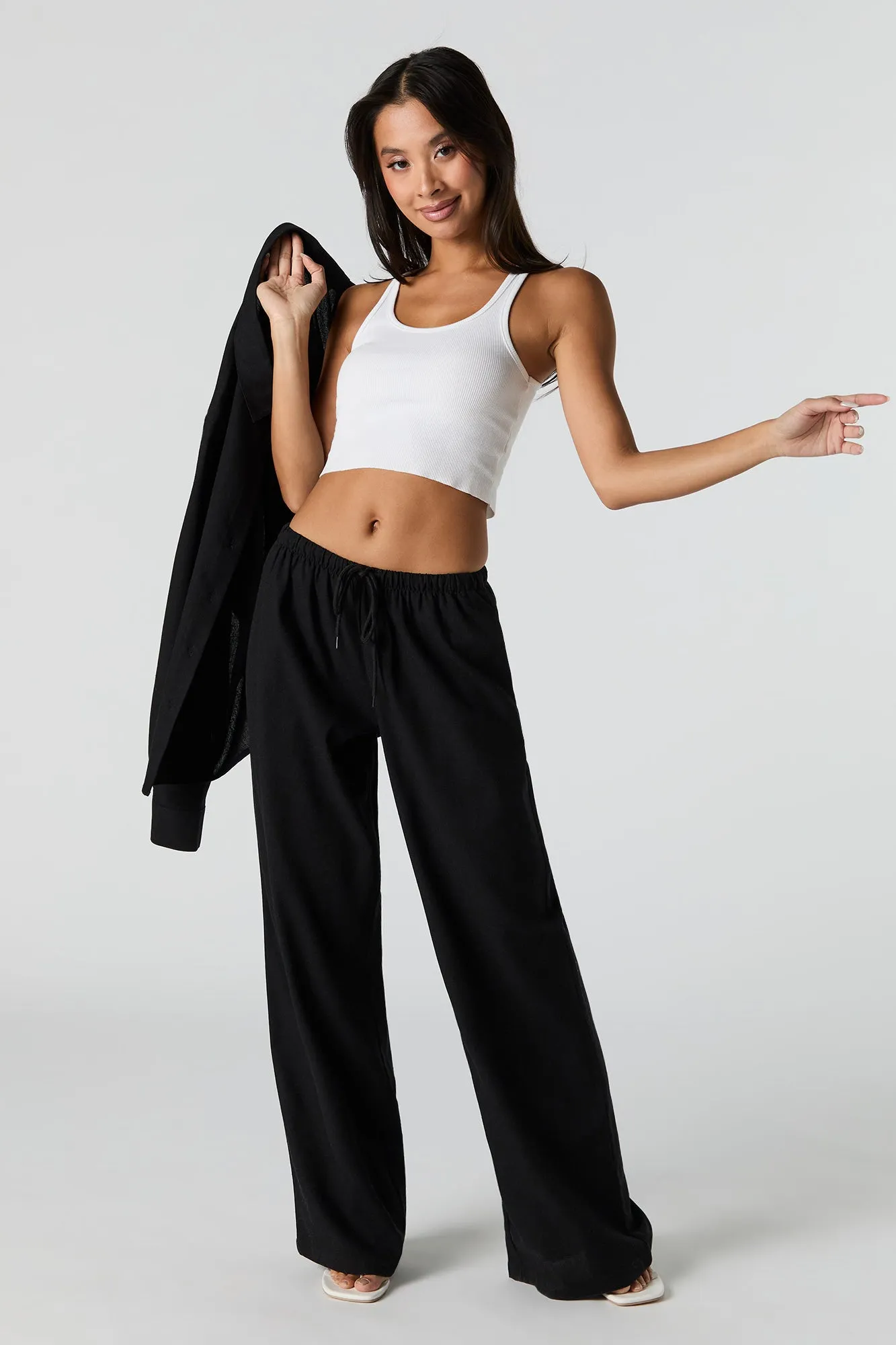 Linen Drawstring Wide Leg Pant sold by Urban Planet product image thumbnail 4