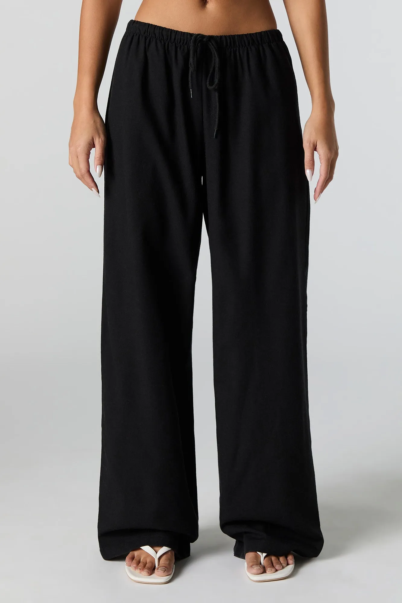 Pantalon à jambe large en lin avec taille coulissante sold by Urban Planet product image thumbnail 5