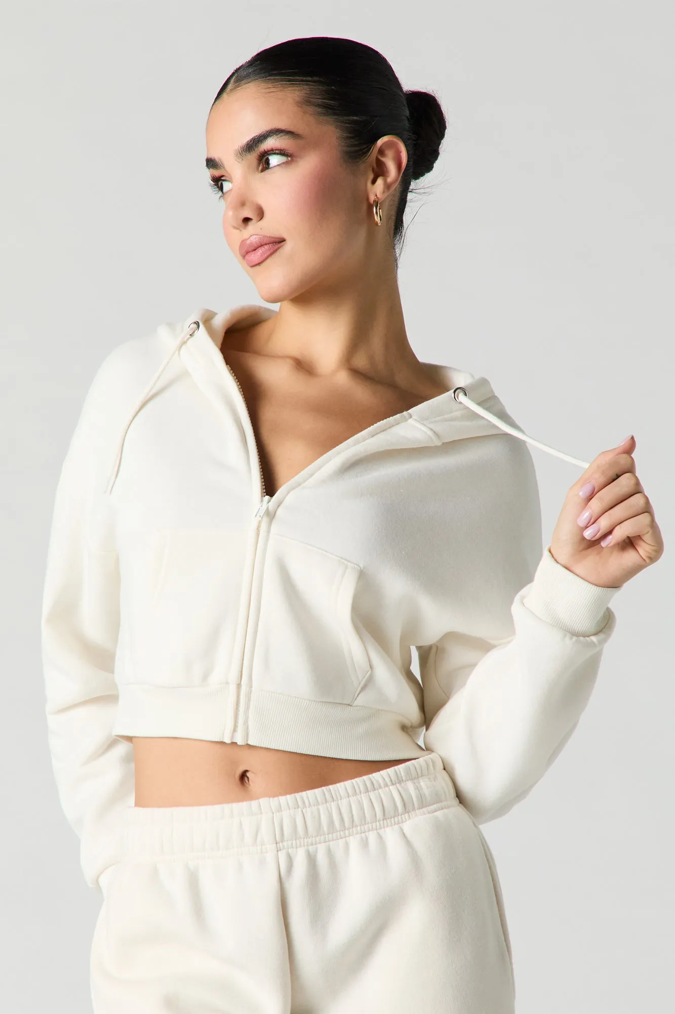 Active Fleece Cropped Zip-Up Hoodie sold by Urban Planet