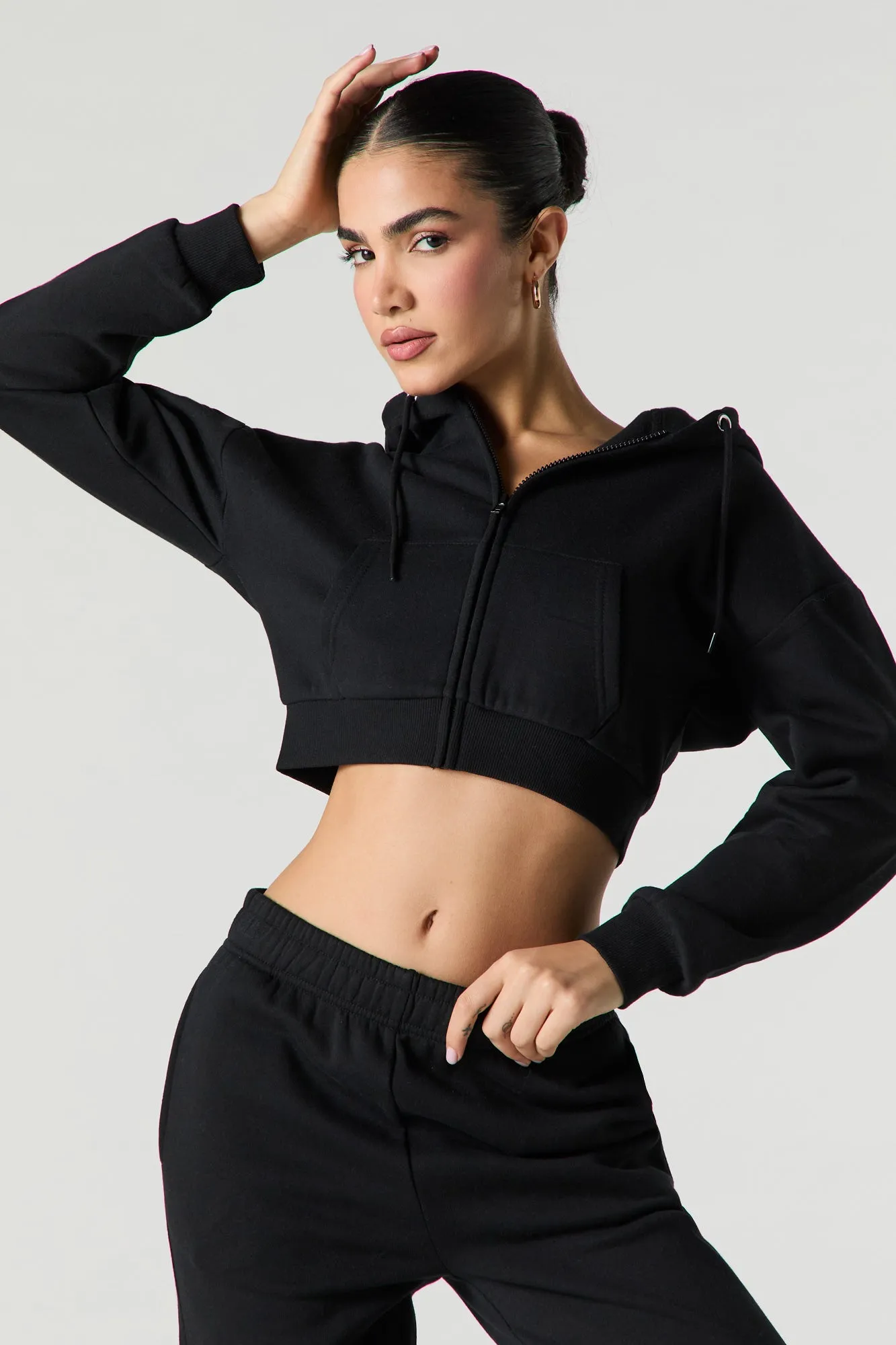 Active Fleece Cropped Zip-Up Hoodie sold by Urban Planet product image thumbnail 4