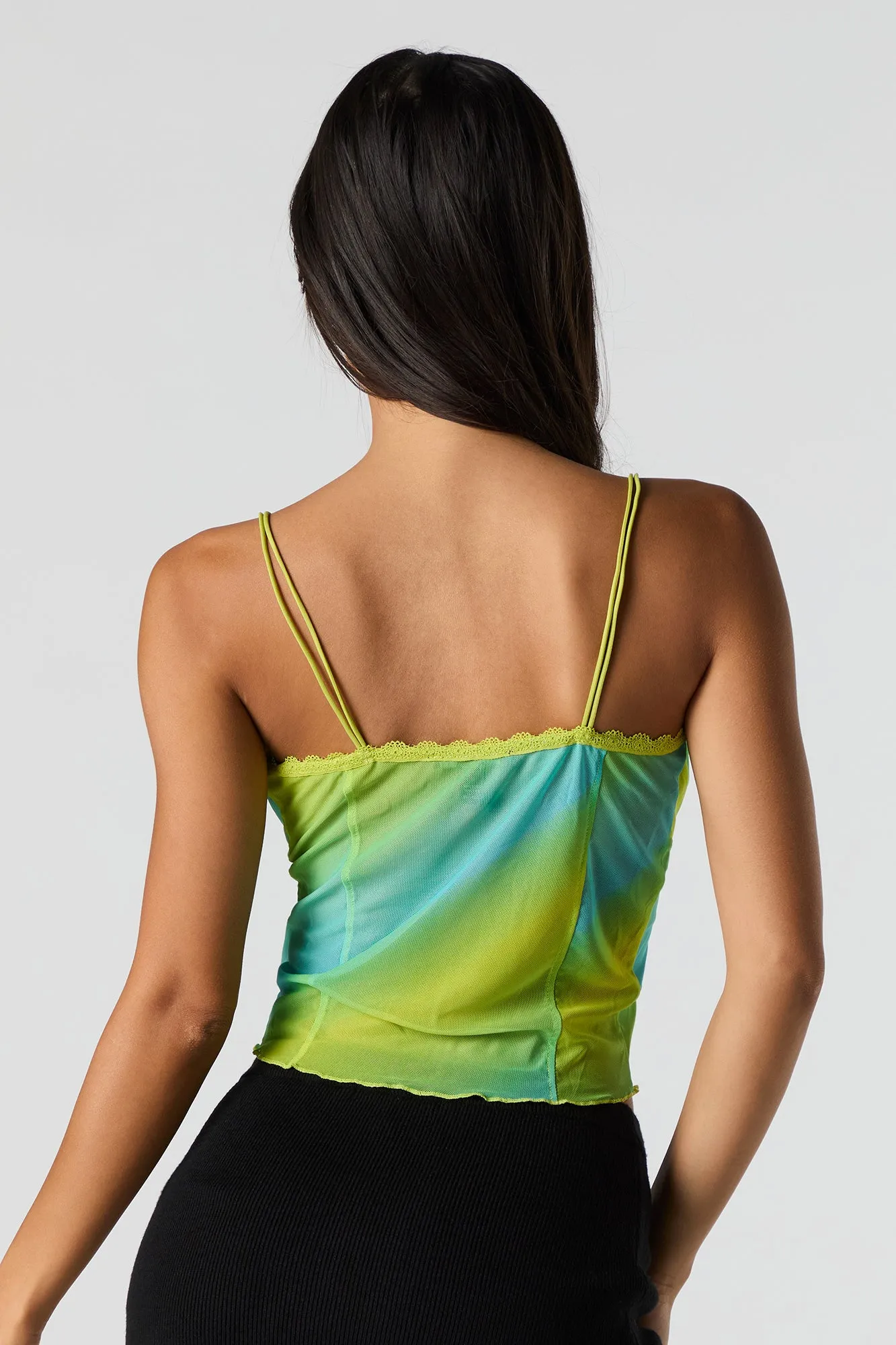 Printed Mesh Lace Trim Cropped Cami sold by Urban Planet product image thumbnail 5
