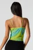 Camisole courte en filet imprimé avec liséré de dentelle sold by Urban Planet