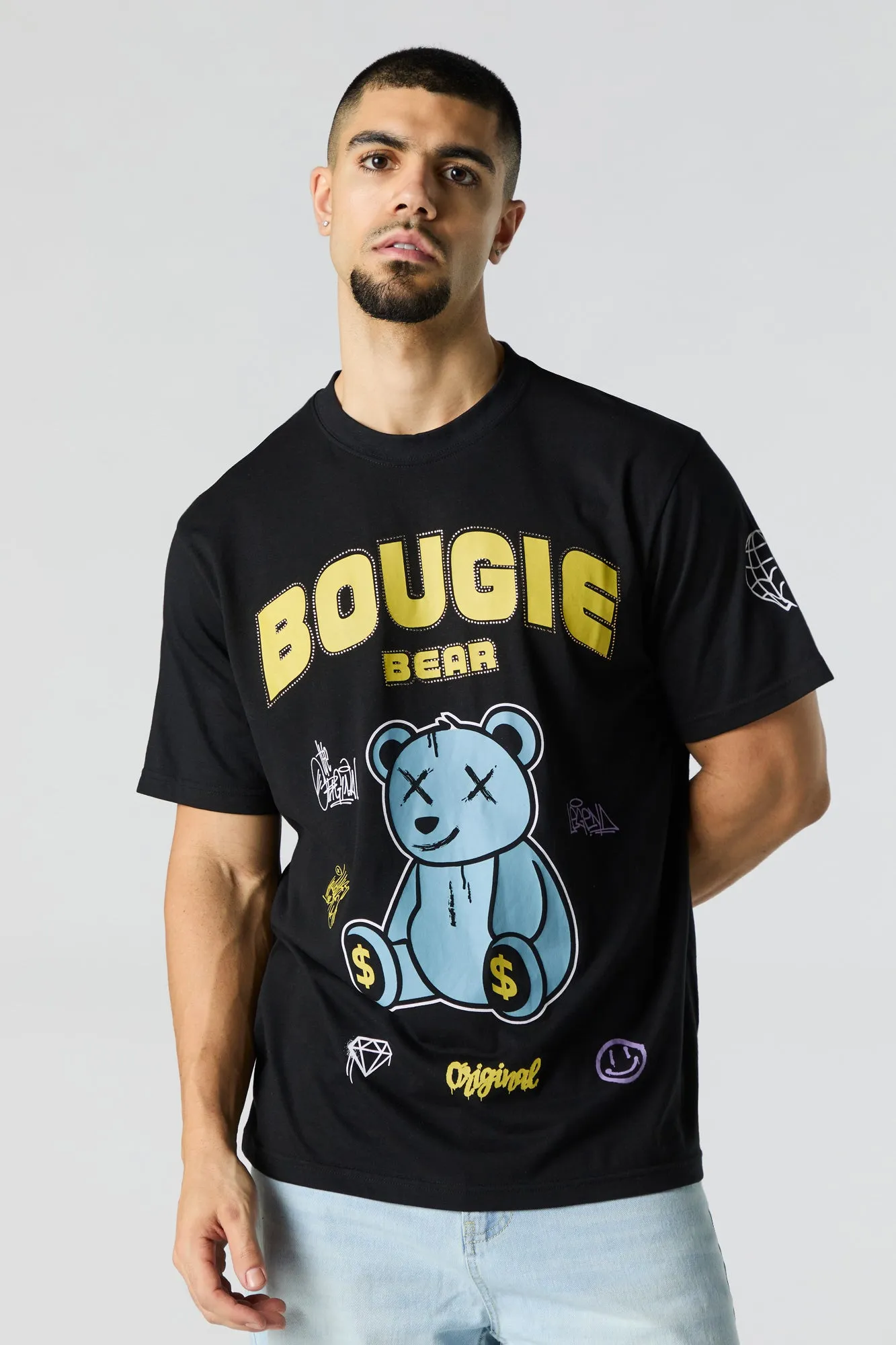 Bougie Bear Graphic Rhinestone T-Shirt sold by Urban Planet