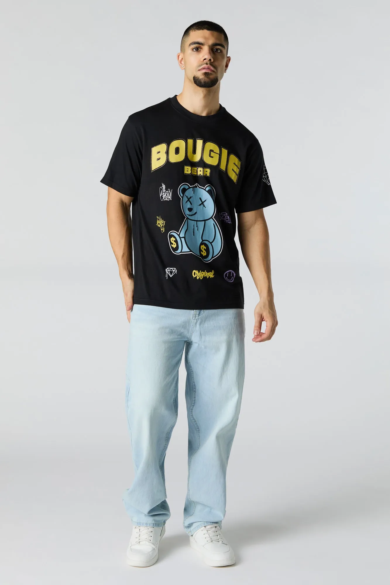 Bougie Bear Graphic Rhinestone T-Shirt sold by Urban Planet product image thumbnail 3