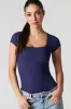 Ribbed Square Neck Short Sleeve Bodysuit sold by Urban Planet