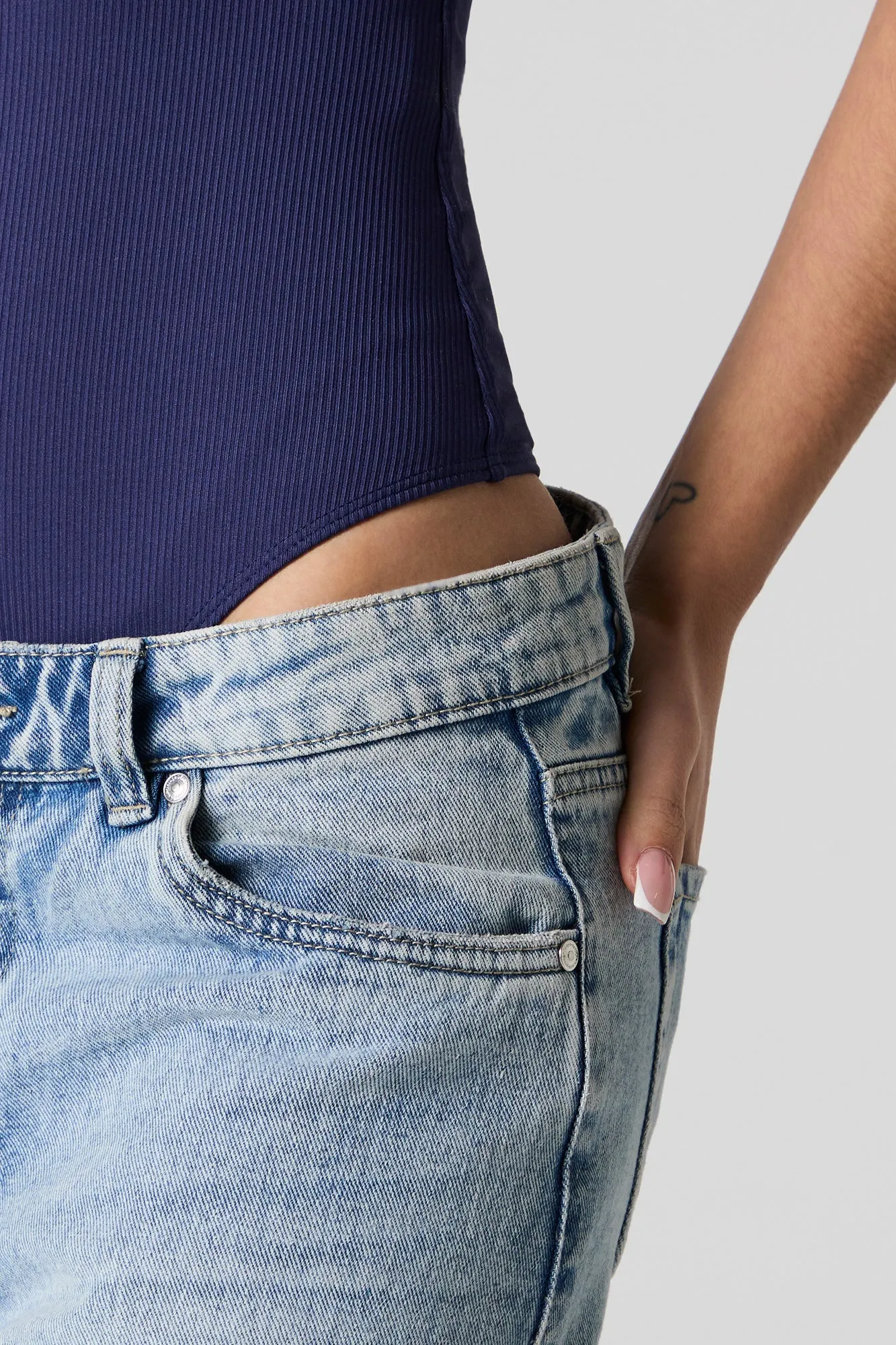 Ribbed Square Neck Short Sleeve Bodysuit sold by Urban Planet product image thumbnail 4