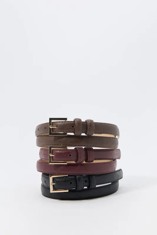 Ceinture mince en similicuir (Paquet de 3) sold by Urban Planet