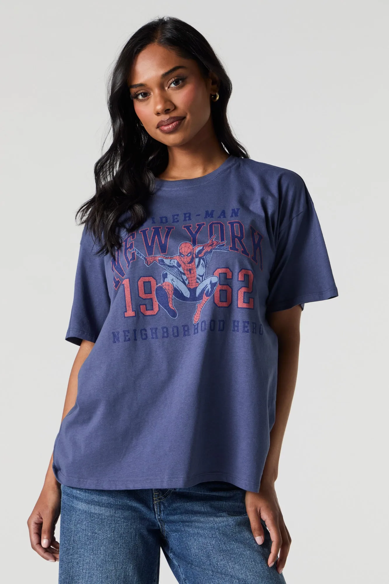 T-shirt de coupe garçonne à imprimé Spider-Man New York sold by Urban Planet