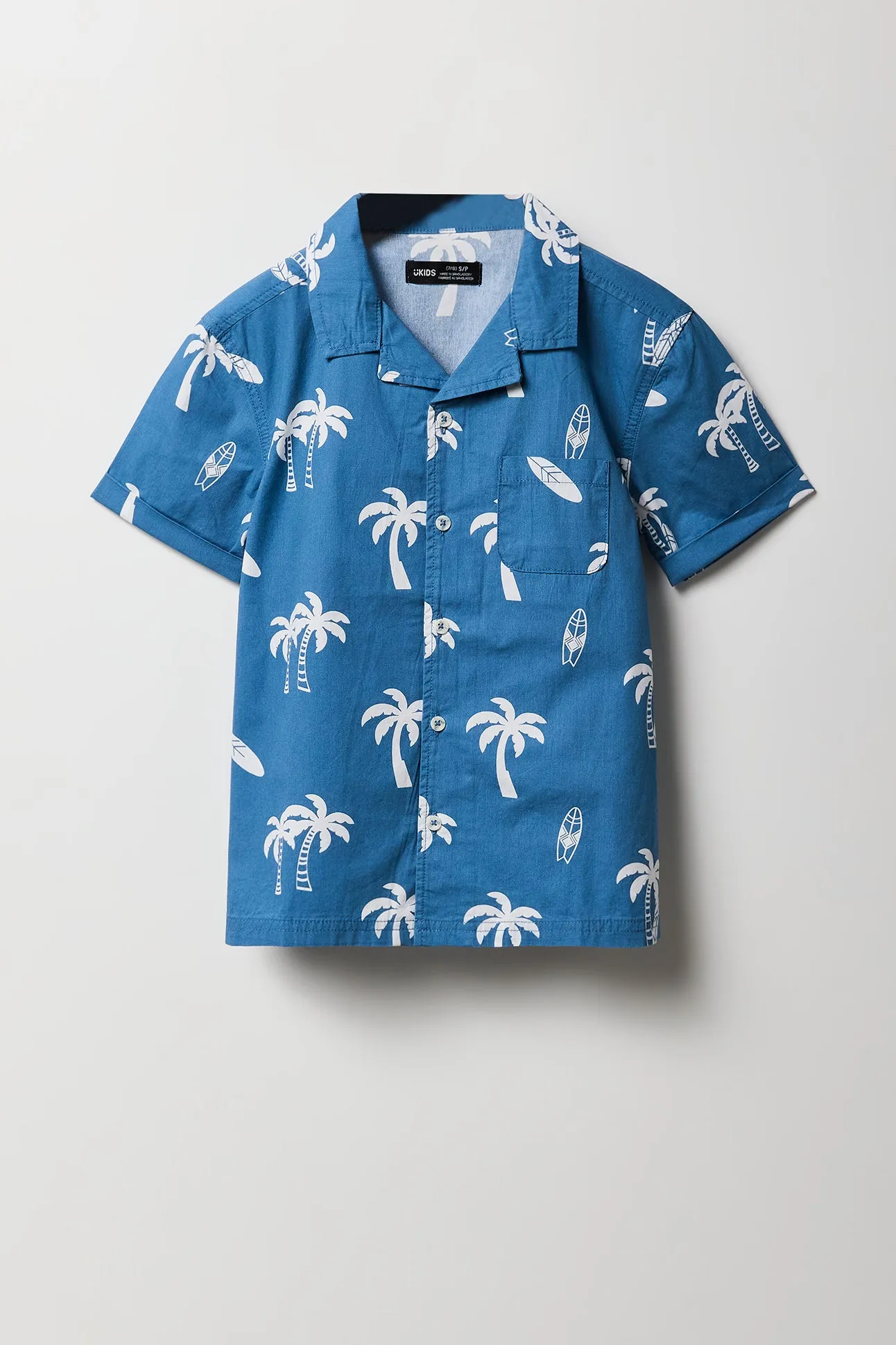 Boys Printed Poplin Button-Up Top sold by Urban Planet