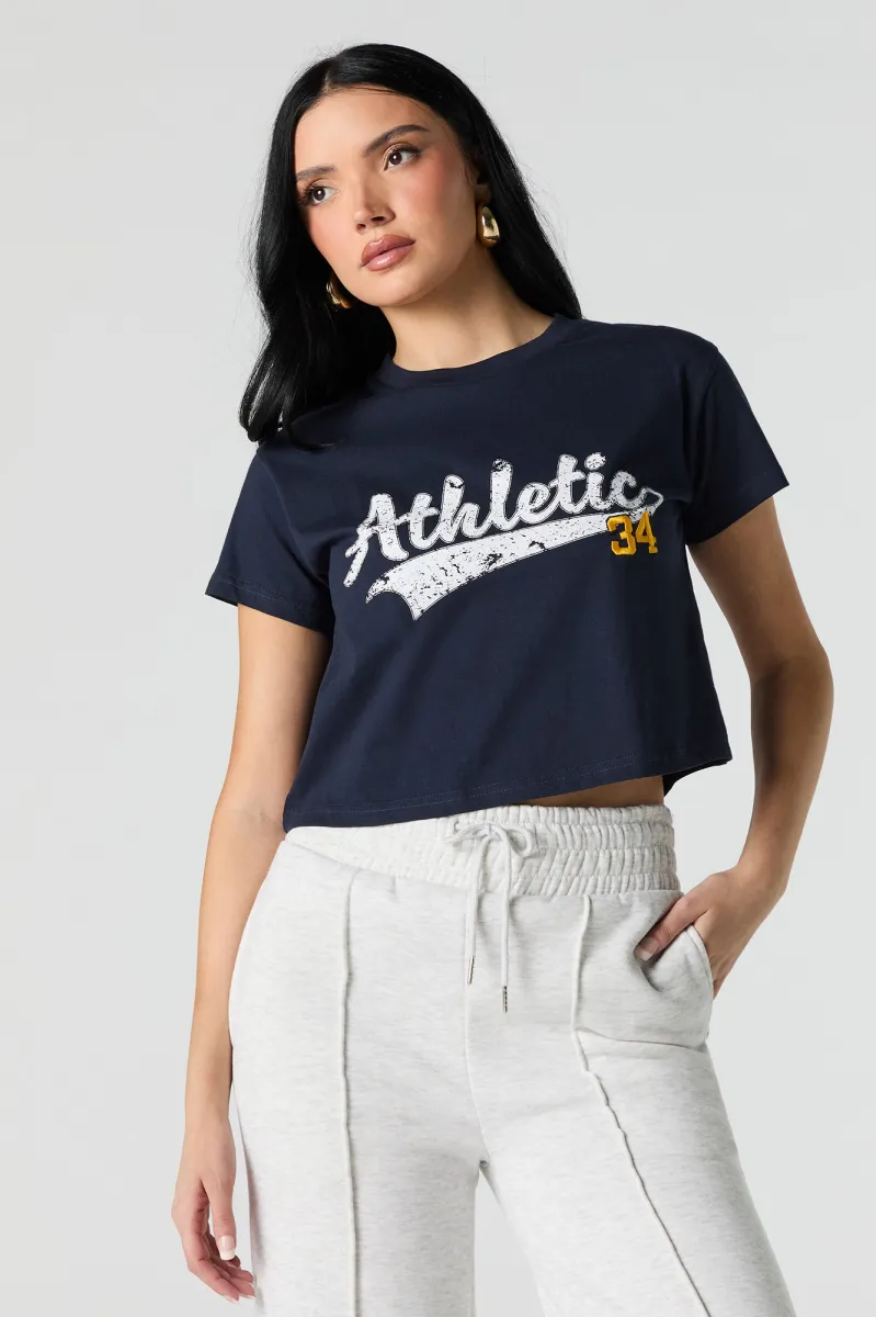 Athletic Graphic Embroidered Cropped T-Shirt sold by Urban Planet