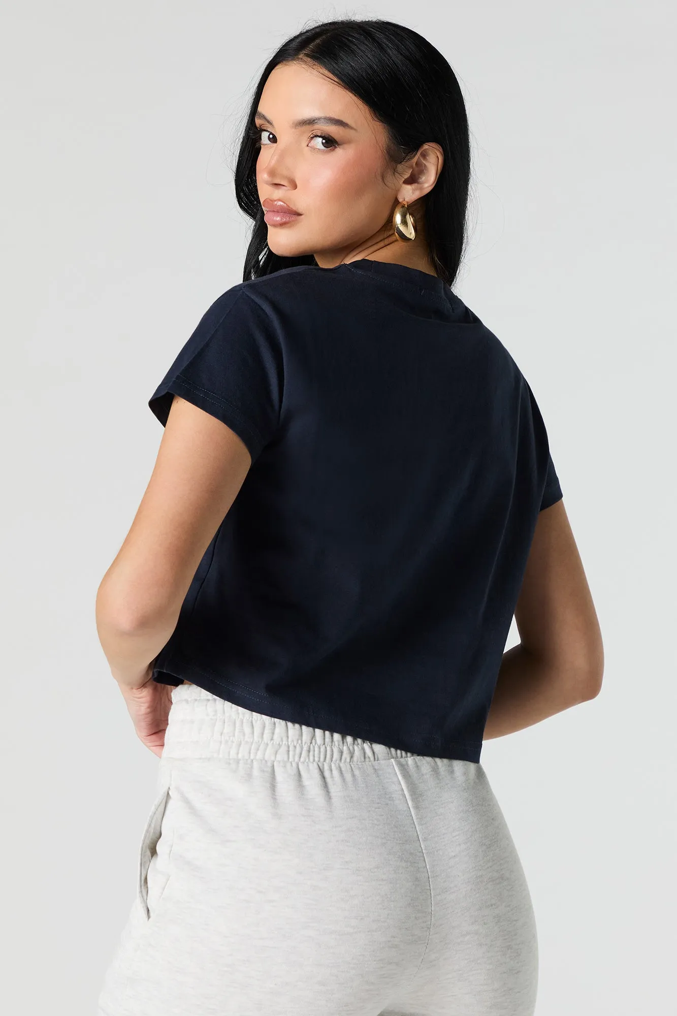 Athletic Graphic Embroidered Cropped T-Shirt sold by Urban Planet product image thumbnail 2