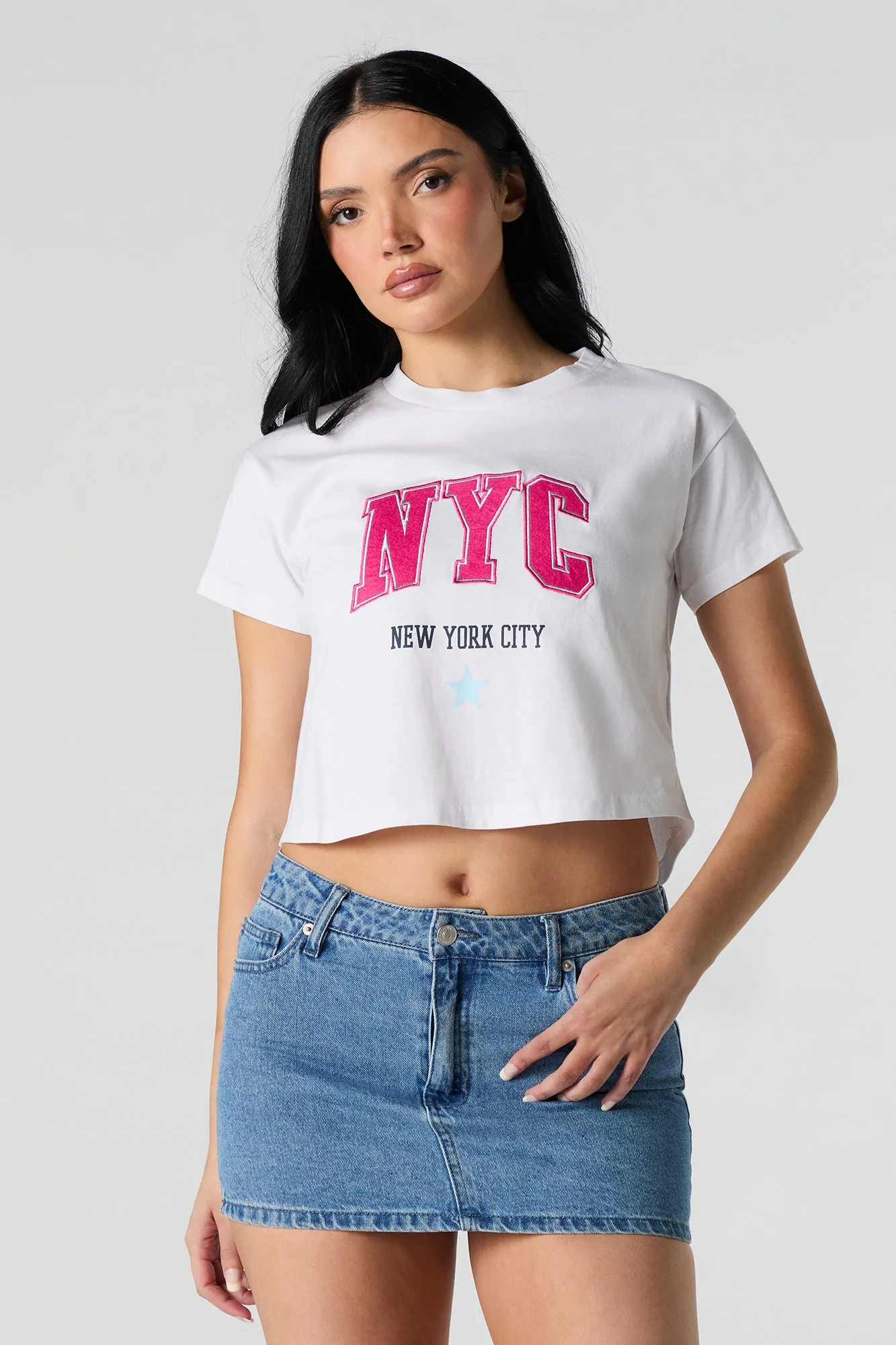 NYC Embroidered Cropped T-Shirt sold by Urban Planet product image thumbnail 4