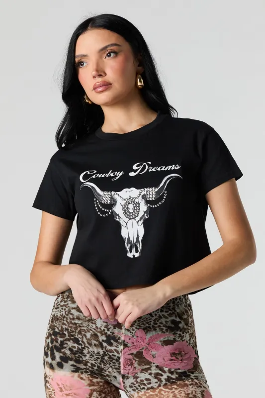 T-shirt court à imprimé Cowboy Dreams avec pierres du Rhin sold by Urban Planet