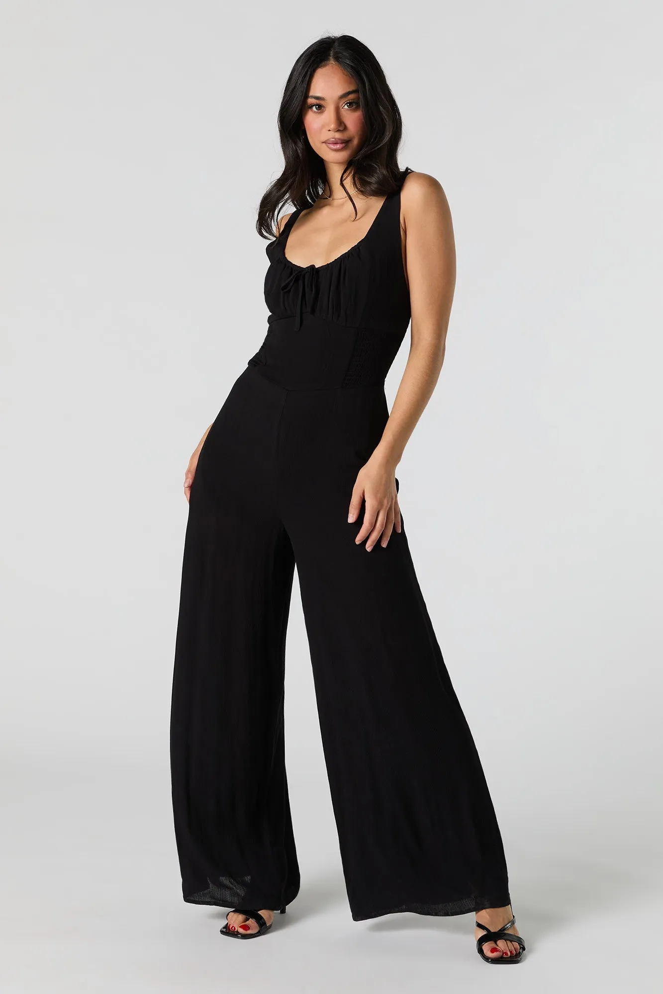 Smocked Waist Wide Leg Jumpsuit sold by Urban Planet product image thumbnail 4