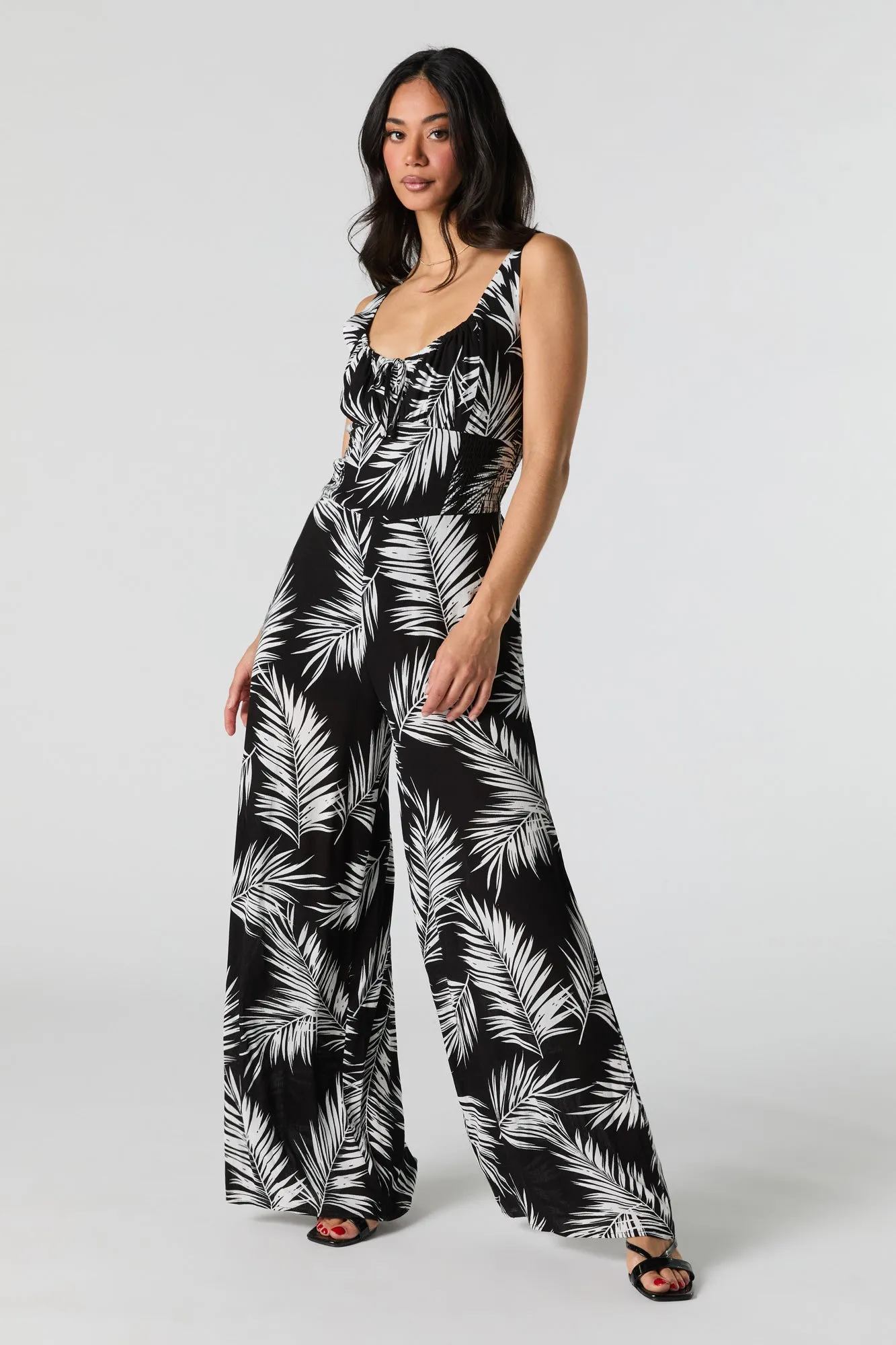 Smocked Waist Wide Leg Jumpsuit sold by Urban Planet