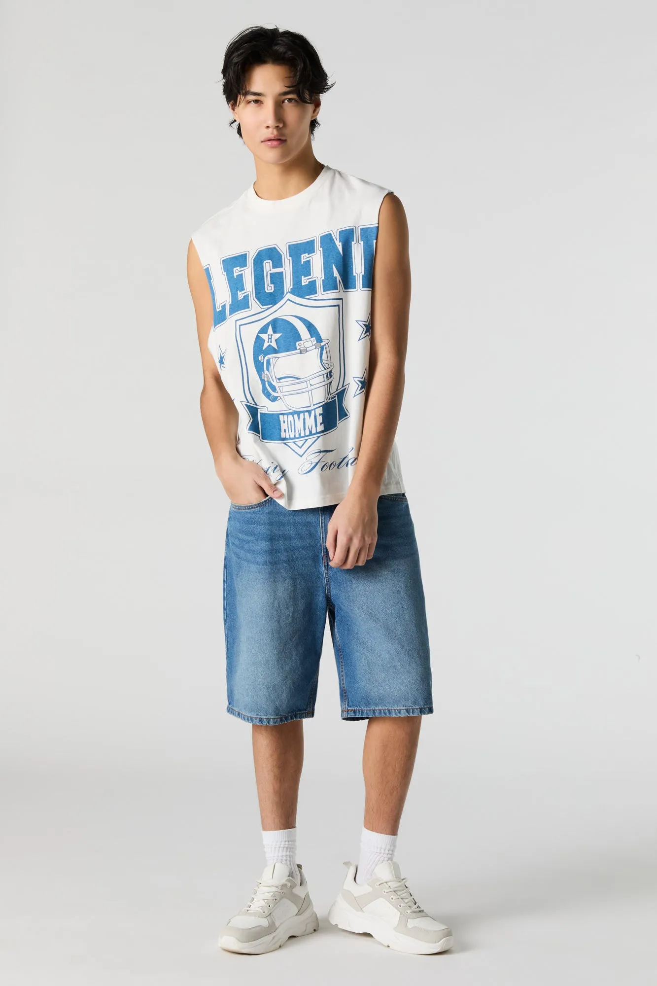 Varsity Football Graphic Muscle Tank sold by Urban Planet product image thumbnail 3