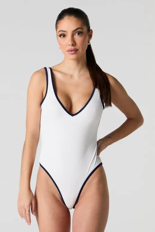 Ribbed Contrast One Piece Swimsuit sold by Urban Planet