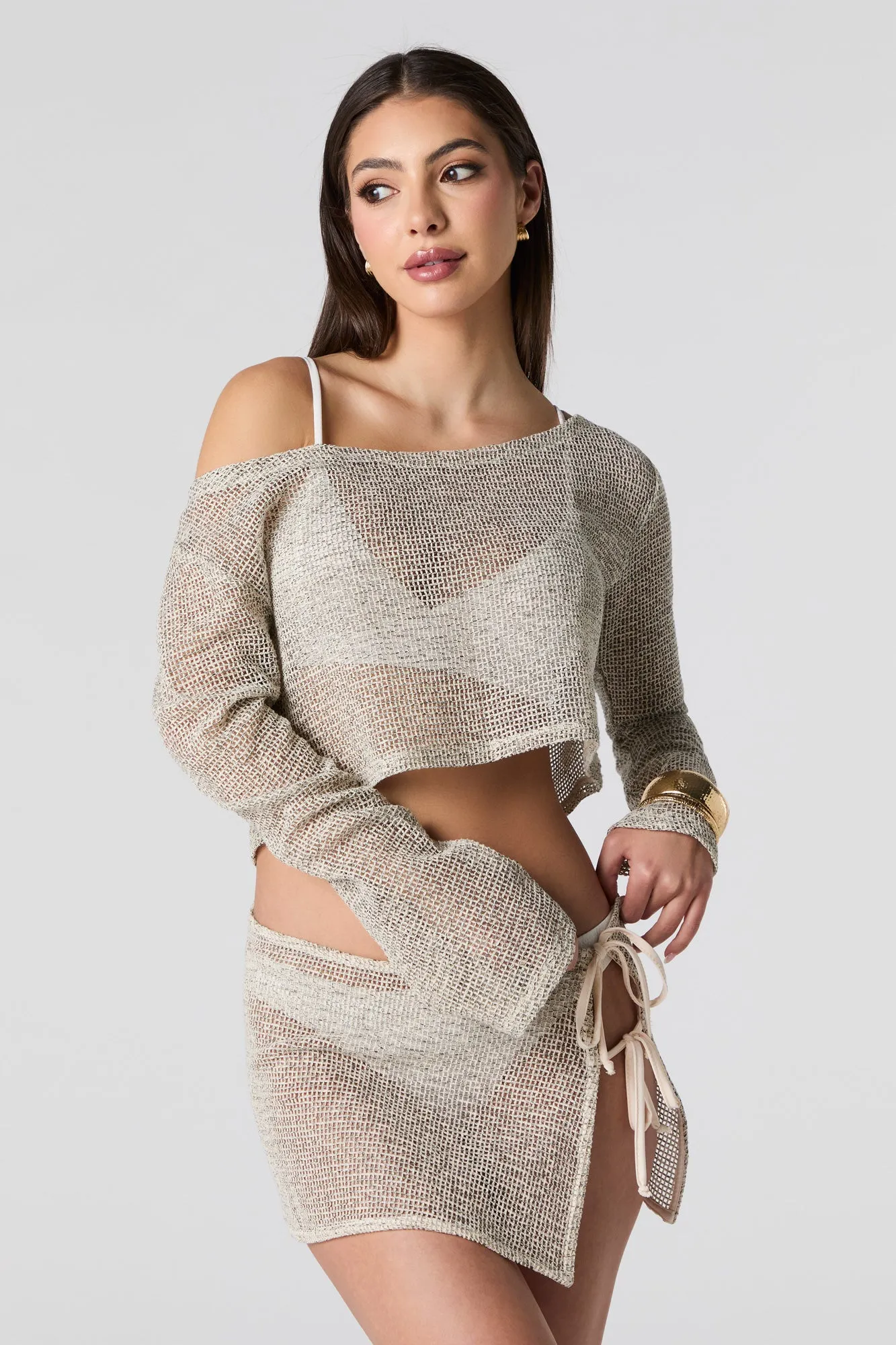 Fishnet Side Tie Mini Skirt Cover Up sold by Urban Planet product image thumbnail 4