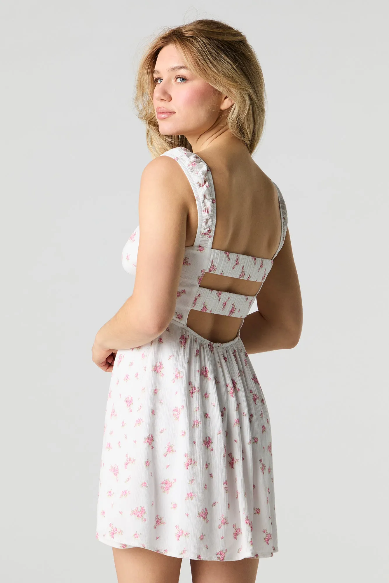 Floral Cut-Out Back Mini Dress sold by Urban Planet product image thumbnail 2