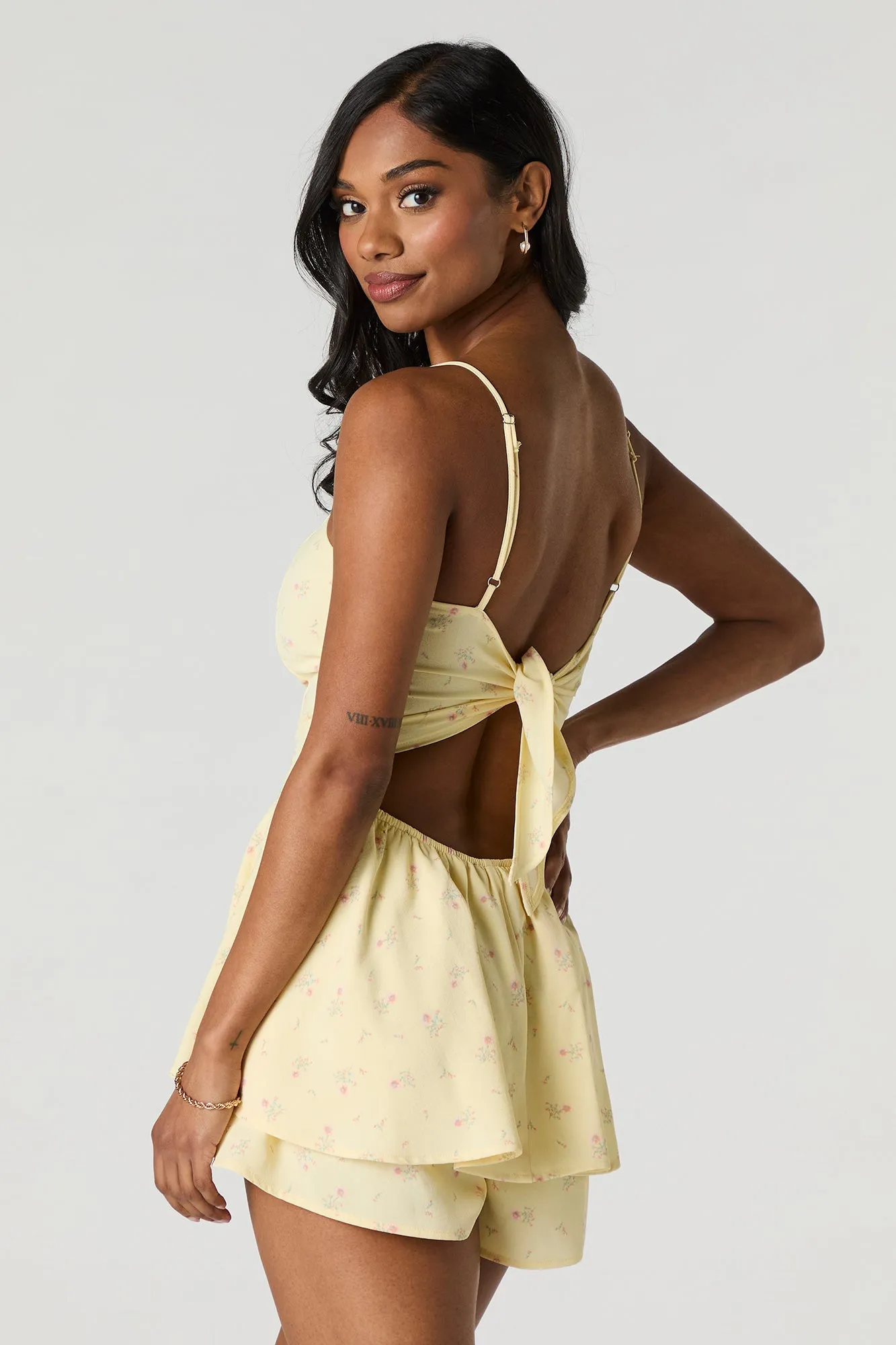 Floral Tie Back Tiered Romper sold by Urban Planet product image thumbnail 2