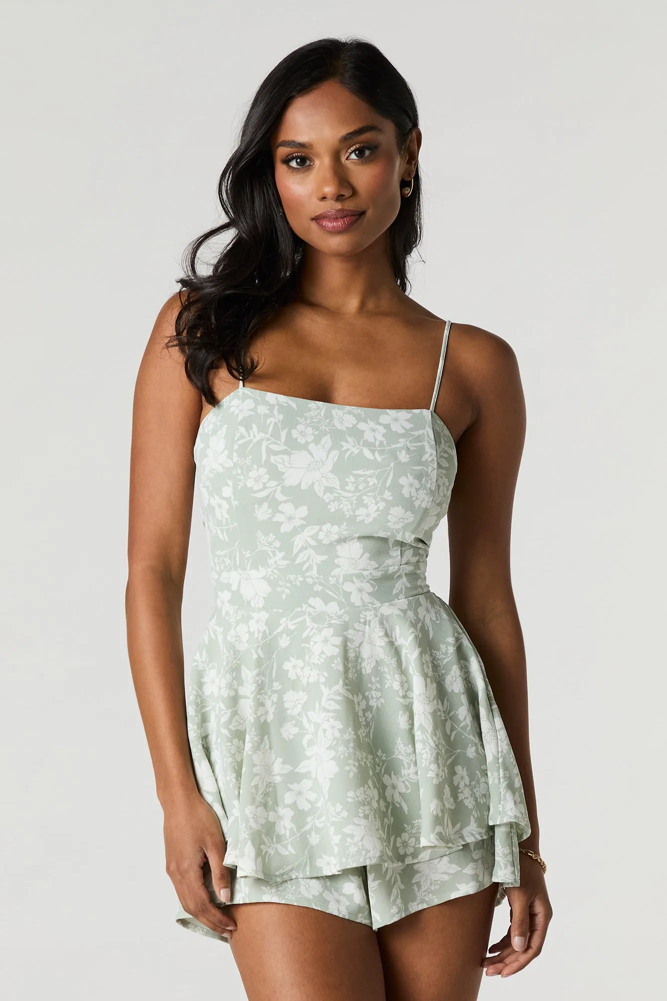 Floral Tie Back Tiered Romper sold by Urban Planet product image thumbnail 4