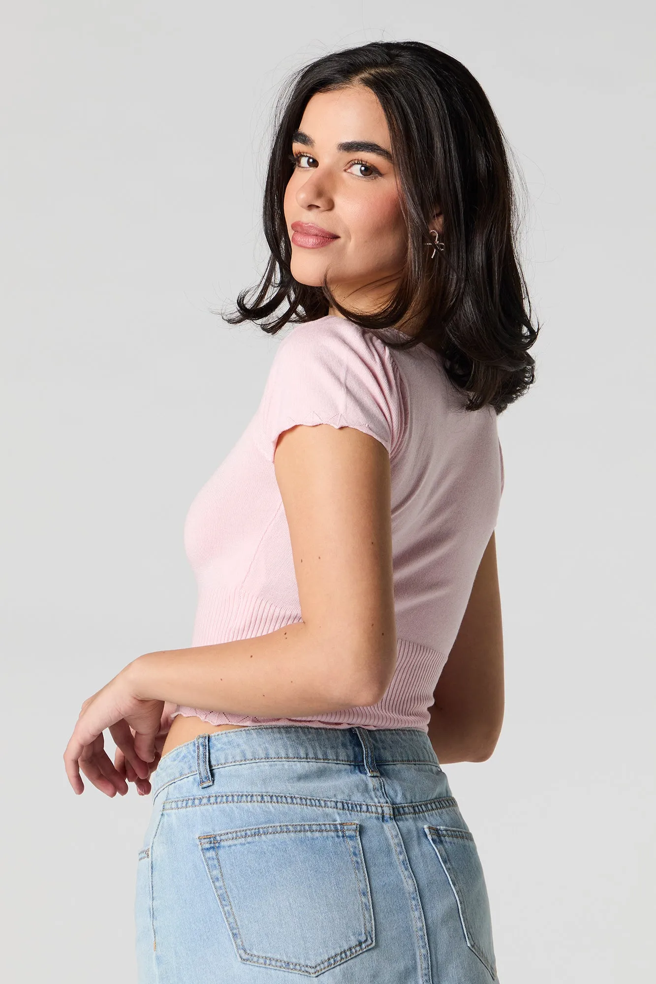 Knit Square Neck Button Front Crop Top sold by Urban Planet product image thumbnail 2