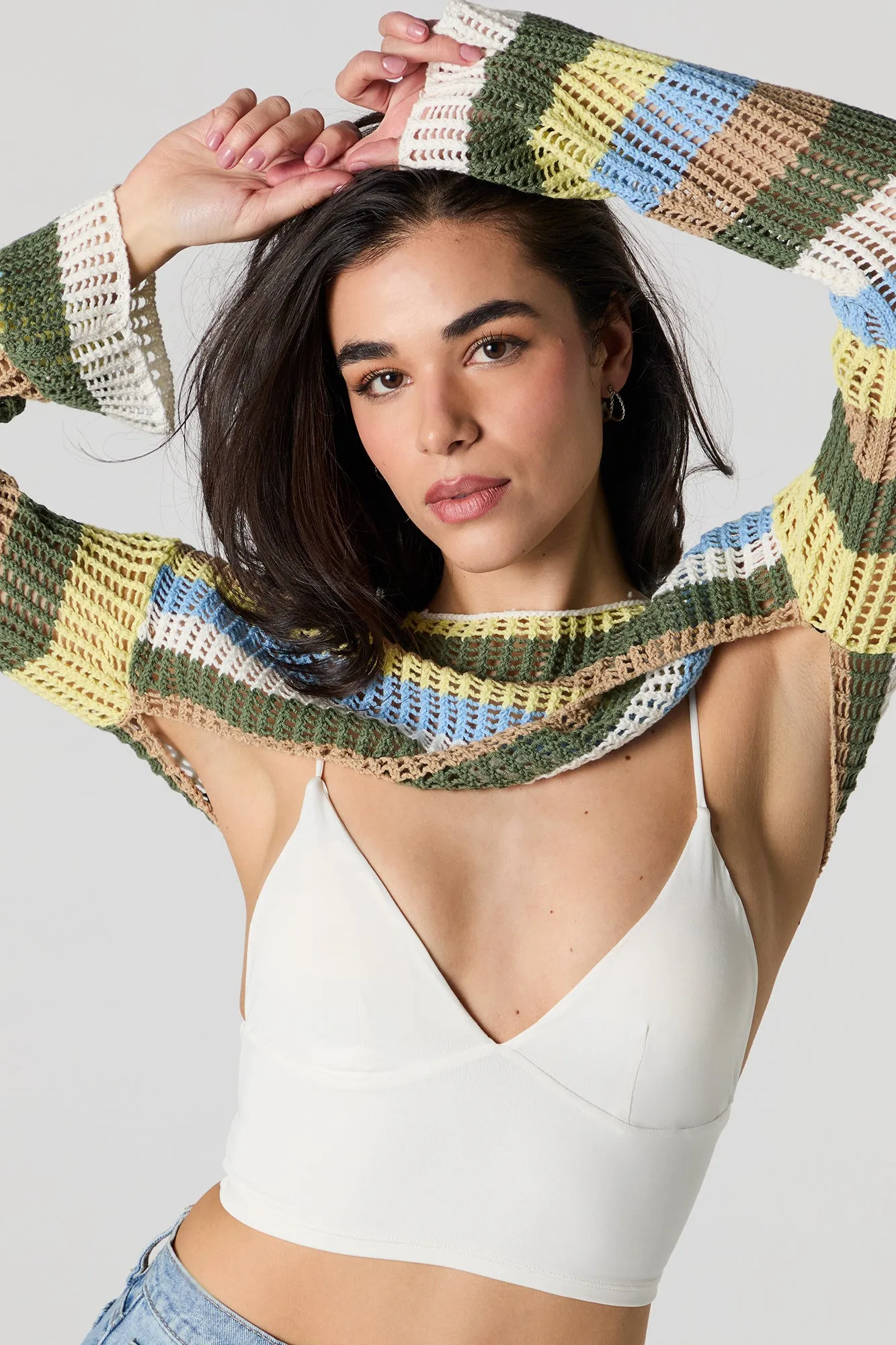 Open Knit Ultra Cropped Sweater sold by Urban Planet