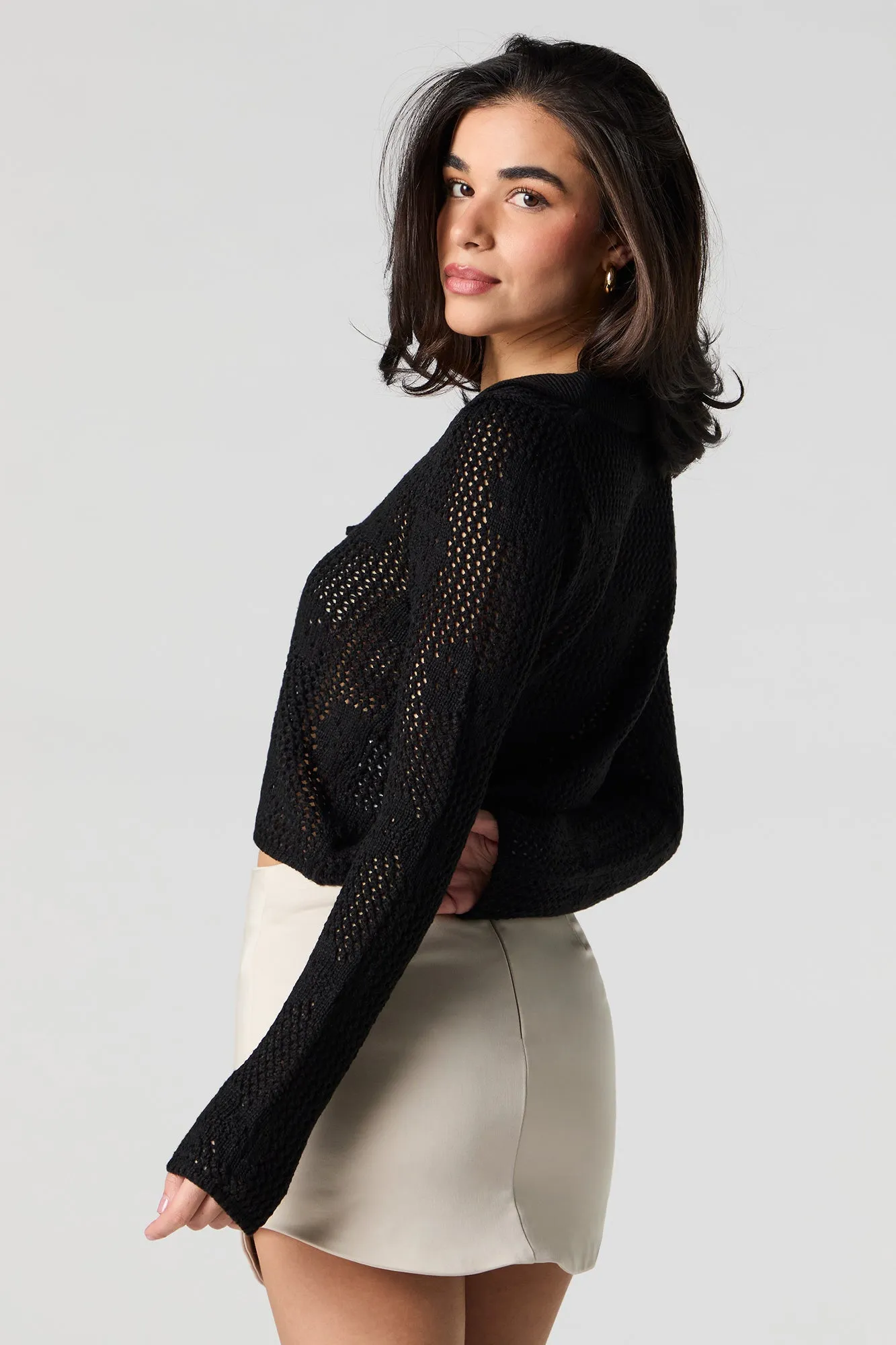 Flower Knit Tie Front Cardigan sold by Urban Planet product image thumbnail 5