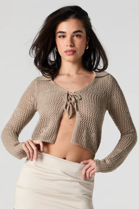 Flower Knit Tie Front Cardigan sold by Urban Planet