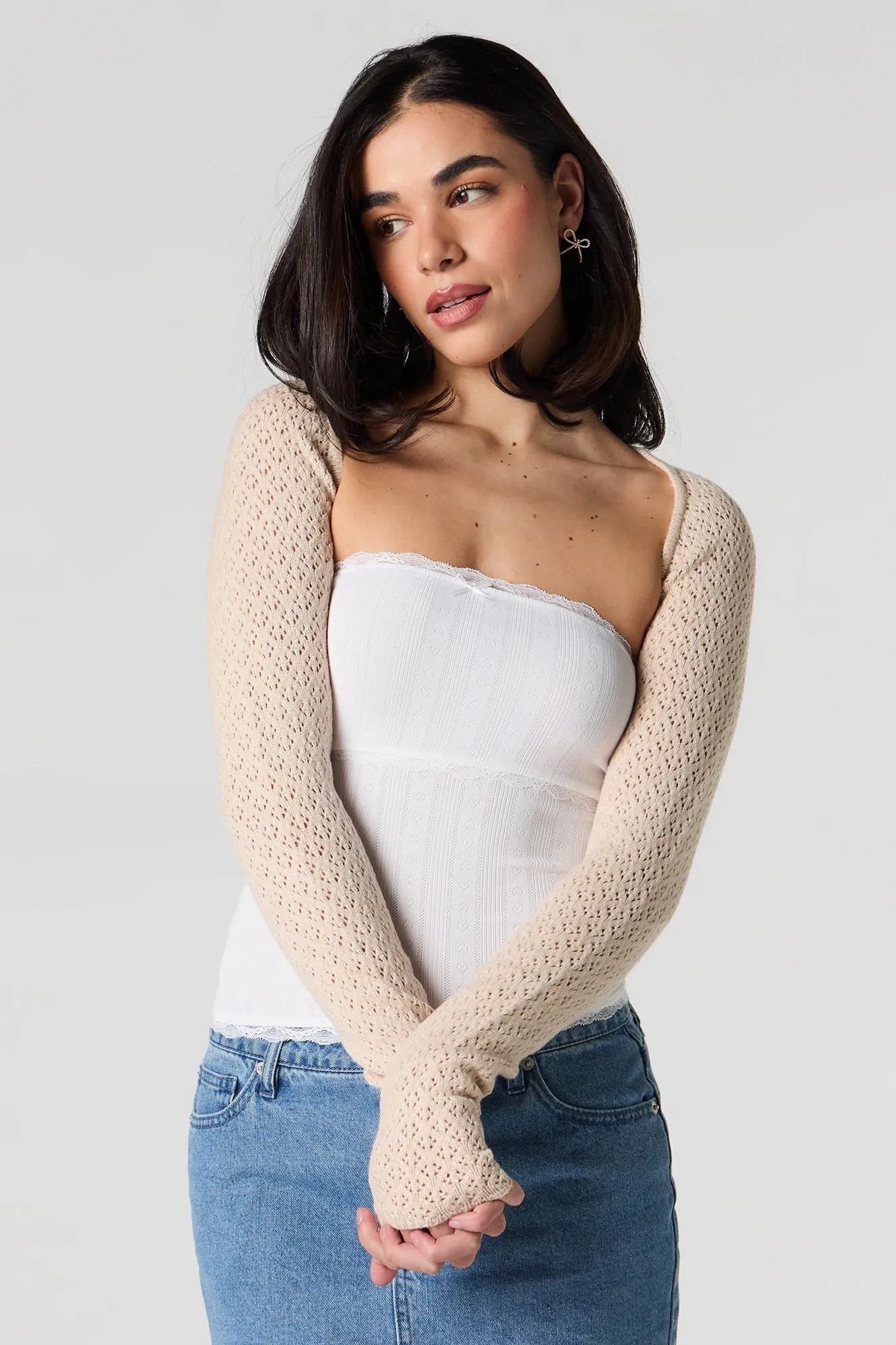 Pointelle Knit Bolero sold by Urban Planet