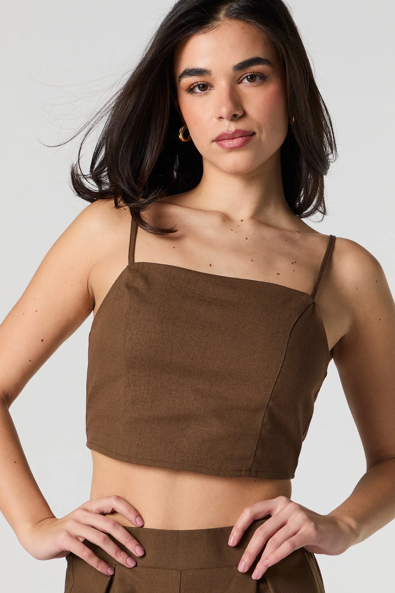 Linen Tie Back Cropped Tank sold by Urban Planet product image thumbnail 4