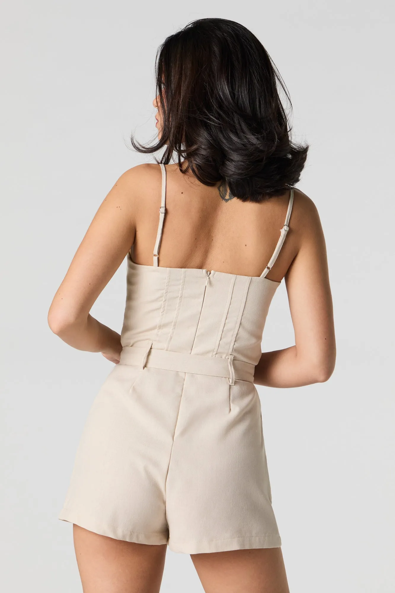 Linen Belted Romper sold by Urban Planet product image thumbnail 5