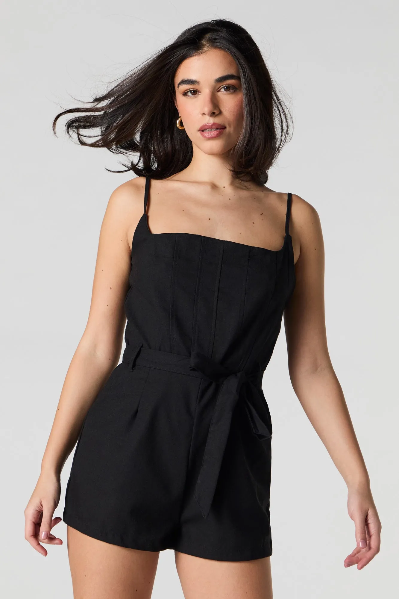 Linen Belted Romper sold by Urban Planet