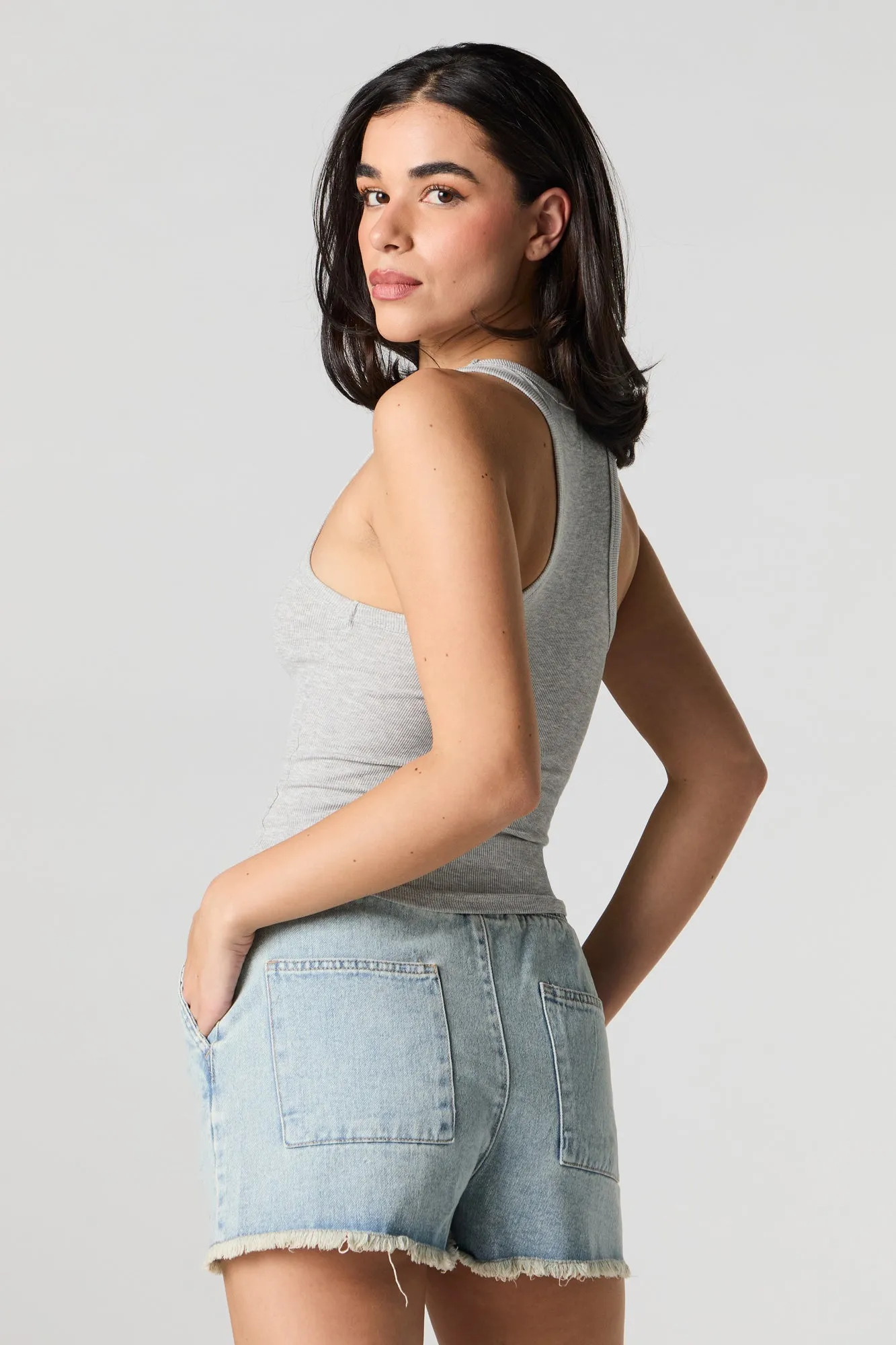 Drawstring Waist Frayed Denim Short sold by Urban Planet product image thumbnail 5