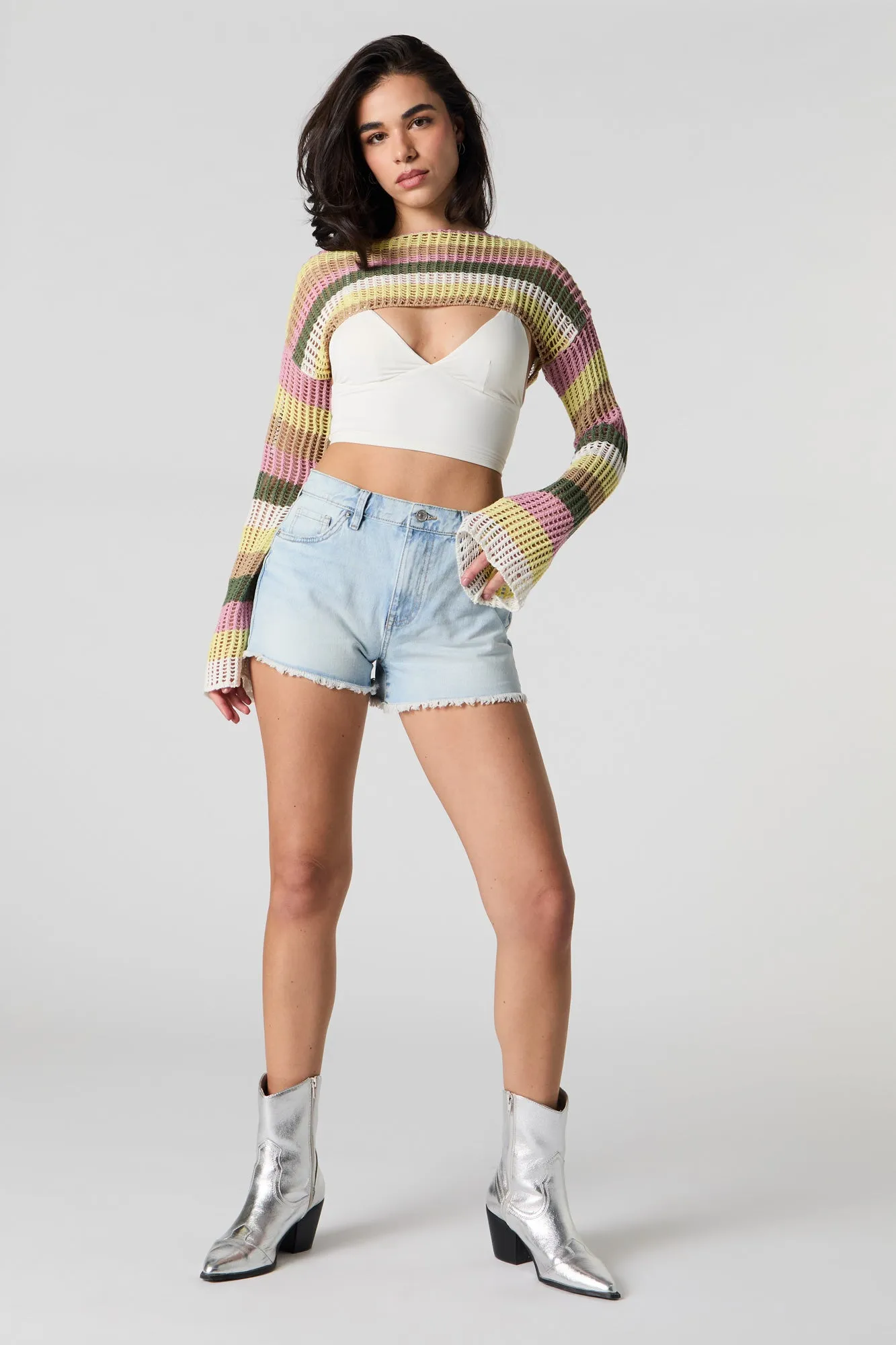 Elastic Waist Frayed Denim Short sold by Urban Planet product image thumbnail 3