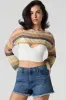 Short en denim avec bande de taille élastique et franges sold by Urban Planet