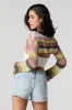 Short en denim avec bande de taille élastique et franges sold by Urban Planet