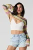 Short en denim avec bande de taille élastique et franges sold by Urban Planet