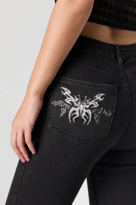 Mid Rise Embroidered Back Pocket Flare Jean sold by Urban Planet