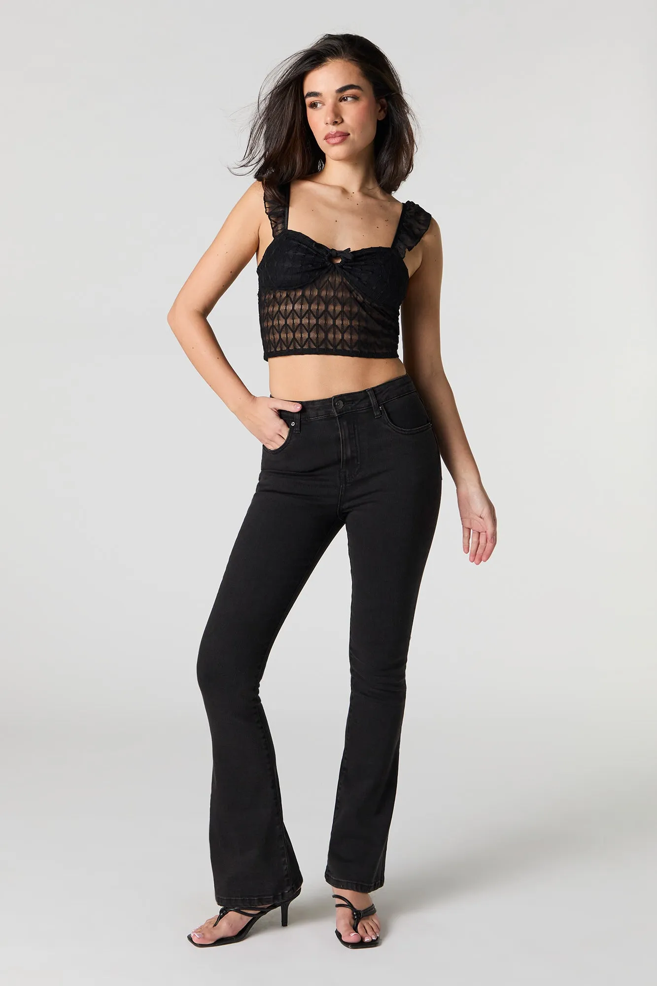 Mid Rise Embroidered Back Pocket Flare Jean sold by Urban Planet product image thumbnail 2